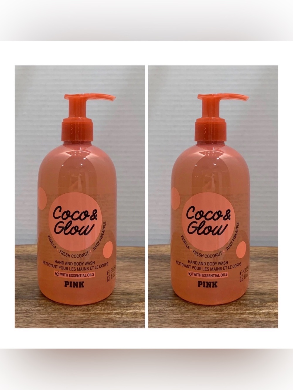 Victoria's Secret PINK Coco & Glow Hand and Body Wash ~ 12 fl.oz. ( Lot of 2 )